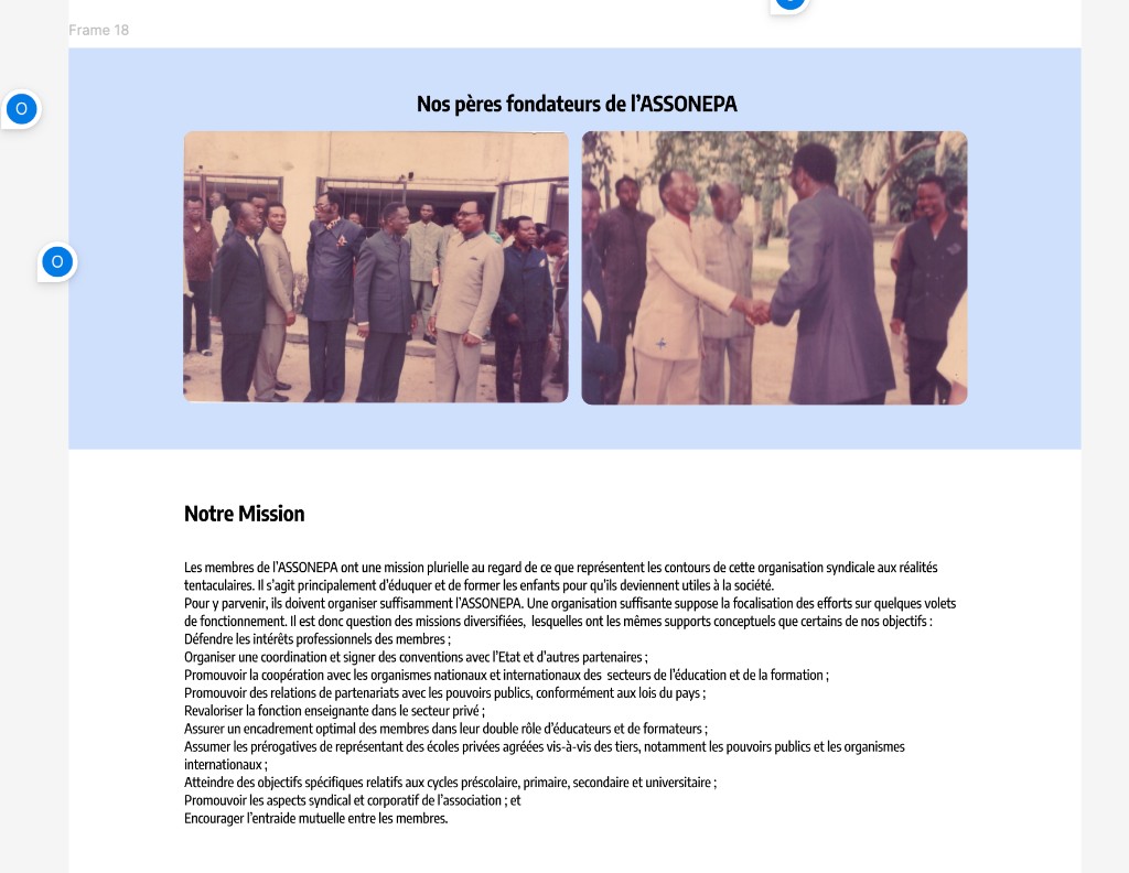 Photographies d’archives : groupe des pères fondateurs de l’ASSONEPA et rencontre officielle.